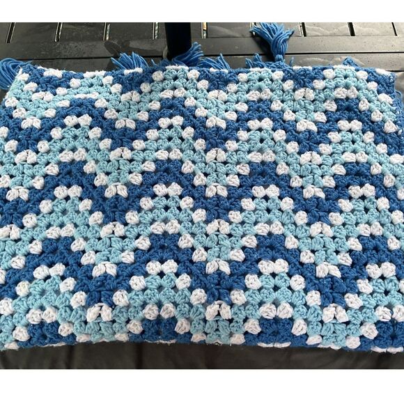 Homemade Afghan with Tassels - Picture 2 of 5